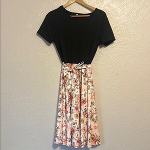 NWT Black and Floral Pink Dress